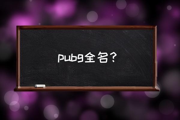 绝地求生的名称取什么中文名字 pubg全名？