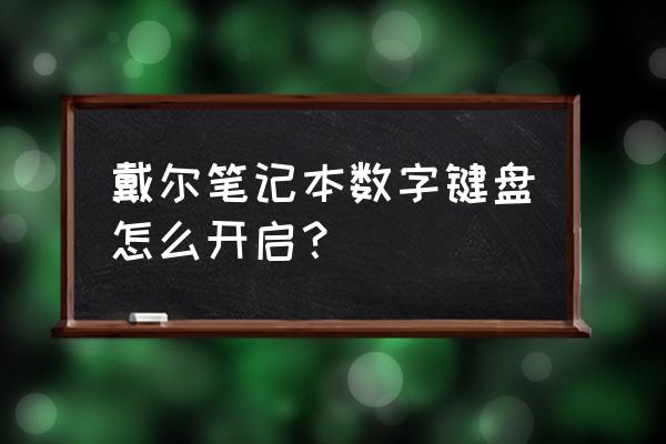 戴尔笔记本电脑数字键盘怎么开启 戴尔笔记本数字键盘怎么开启？