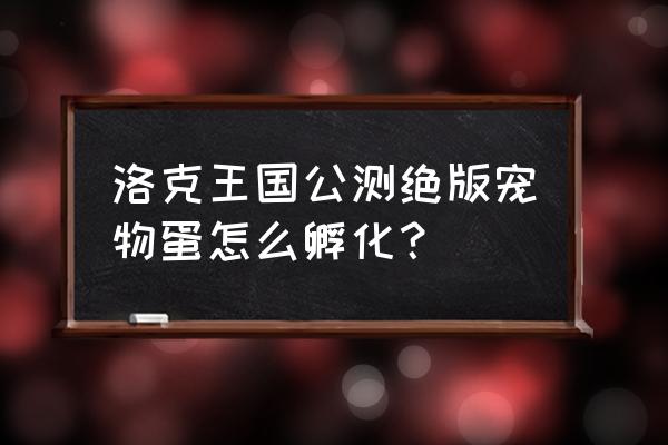 洛克王国取回宠物蛋后宠物去哪了 洛克王国公测绝版宠物蛋怎么孵化？