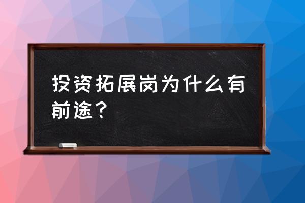 为什么选择投资拓展岗 投资拓展岗为什么有前途？