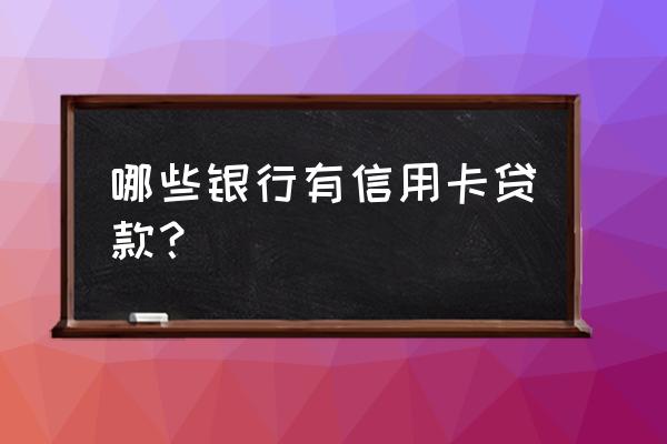 哪个银行信用卡额外贷款 哪些银行有信用卡贷款？