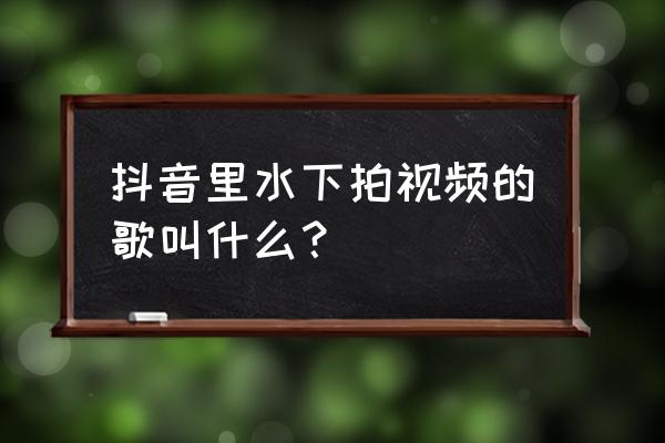 抖音潜水游戏配什么音乐 抖音里水下拍视频的歌叫什么？