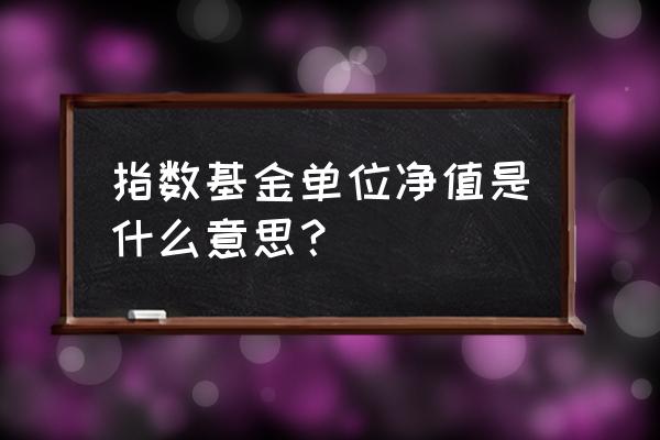 指数基金单位净值是什么意思 指数基金单位净值是什么意思？