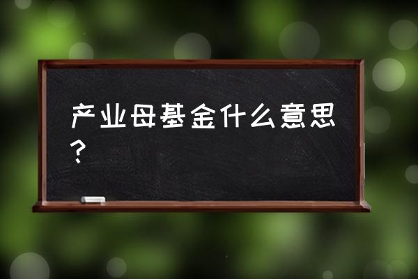 如何选择投资母基金 产业母基金什么意思？