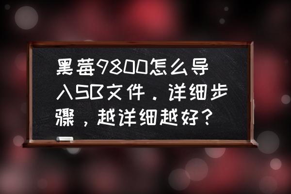 黑莓手机联系人怎么导入手机卡 黑莓9800怎么导入SB文件。详细步骤，越详细越好？