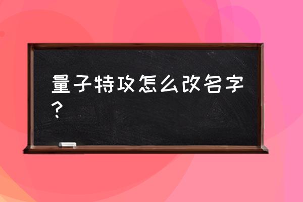 量子特攻如何更换道具 量子特攻怎么改名字？