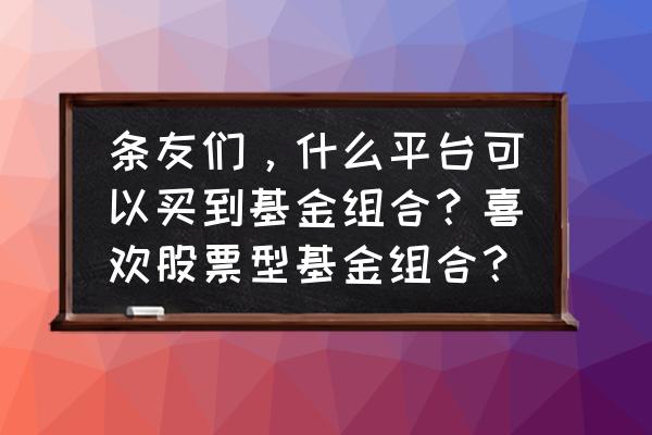 股票型基金怎么购买 条友们，什么平台可以买到基金组合？喜欢股票型基金组合？