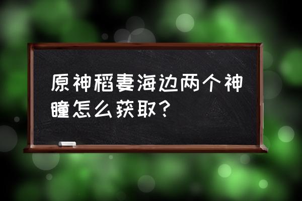 原神海螺屋在哪里找 原神稻妻海边两个神瞳怎么获取？