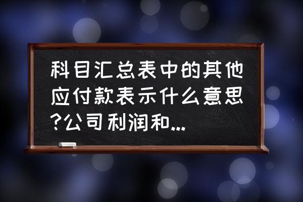 应付账款和其他应付账款的区别 科目汇总表中的其他应付款表示什么意思?公司利润和其他应付款有关系吗？