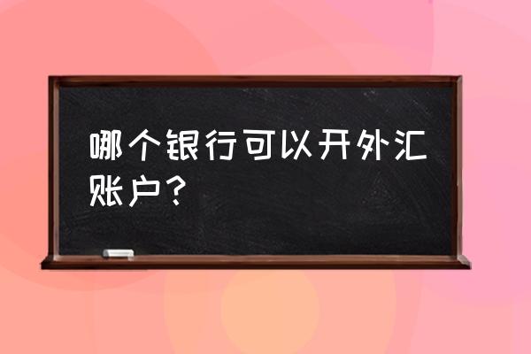 个人如何拥有美国银行账户 哪个银行可以开外汇账户？